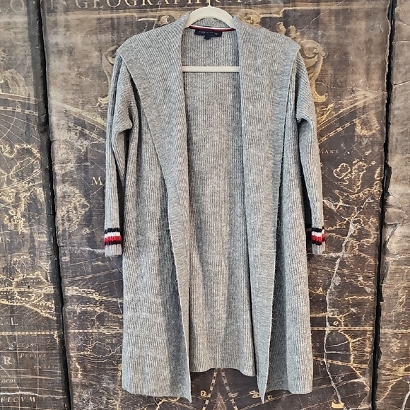 Tommy Hilfiger Gray Open-Front Knit Cardigan - Picture 2 of 6